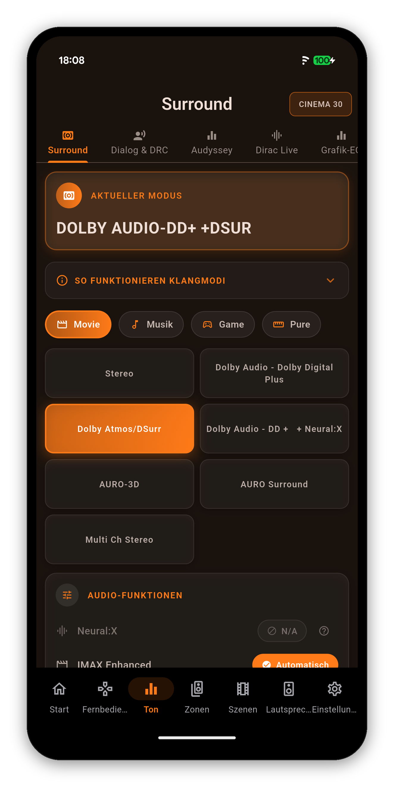 The Sound tab in German