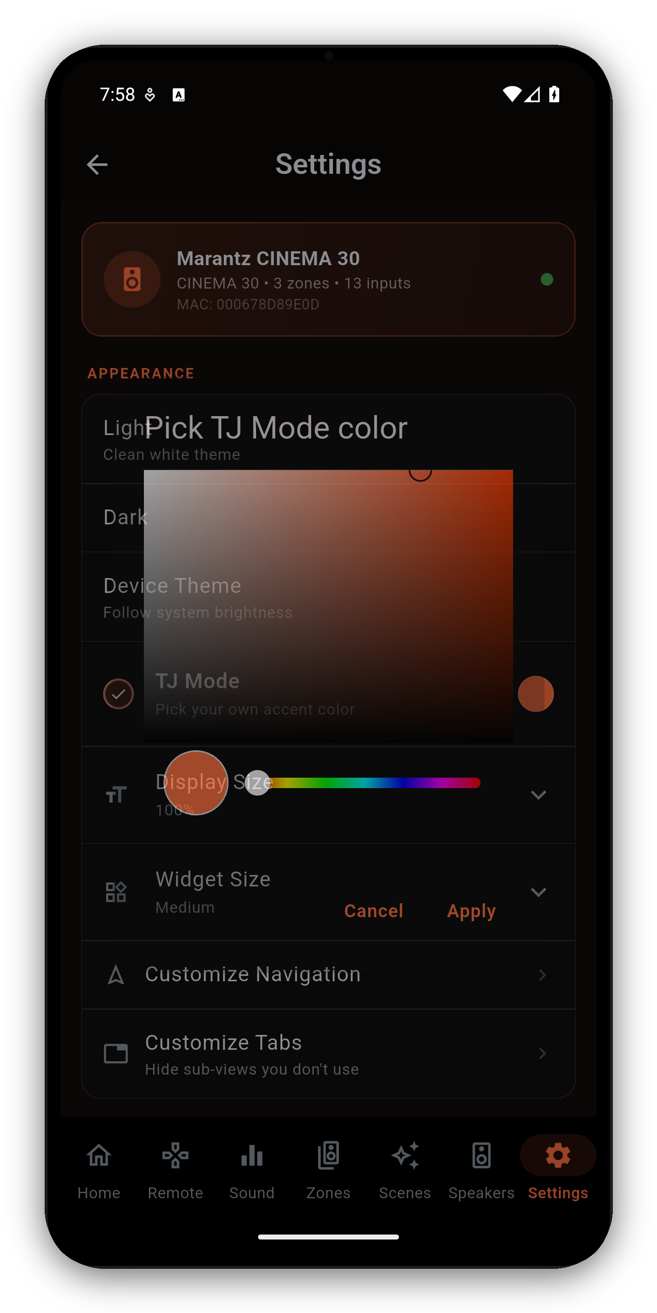 TJ Mode accent color
