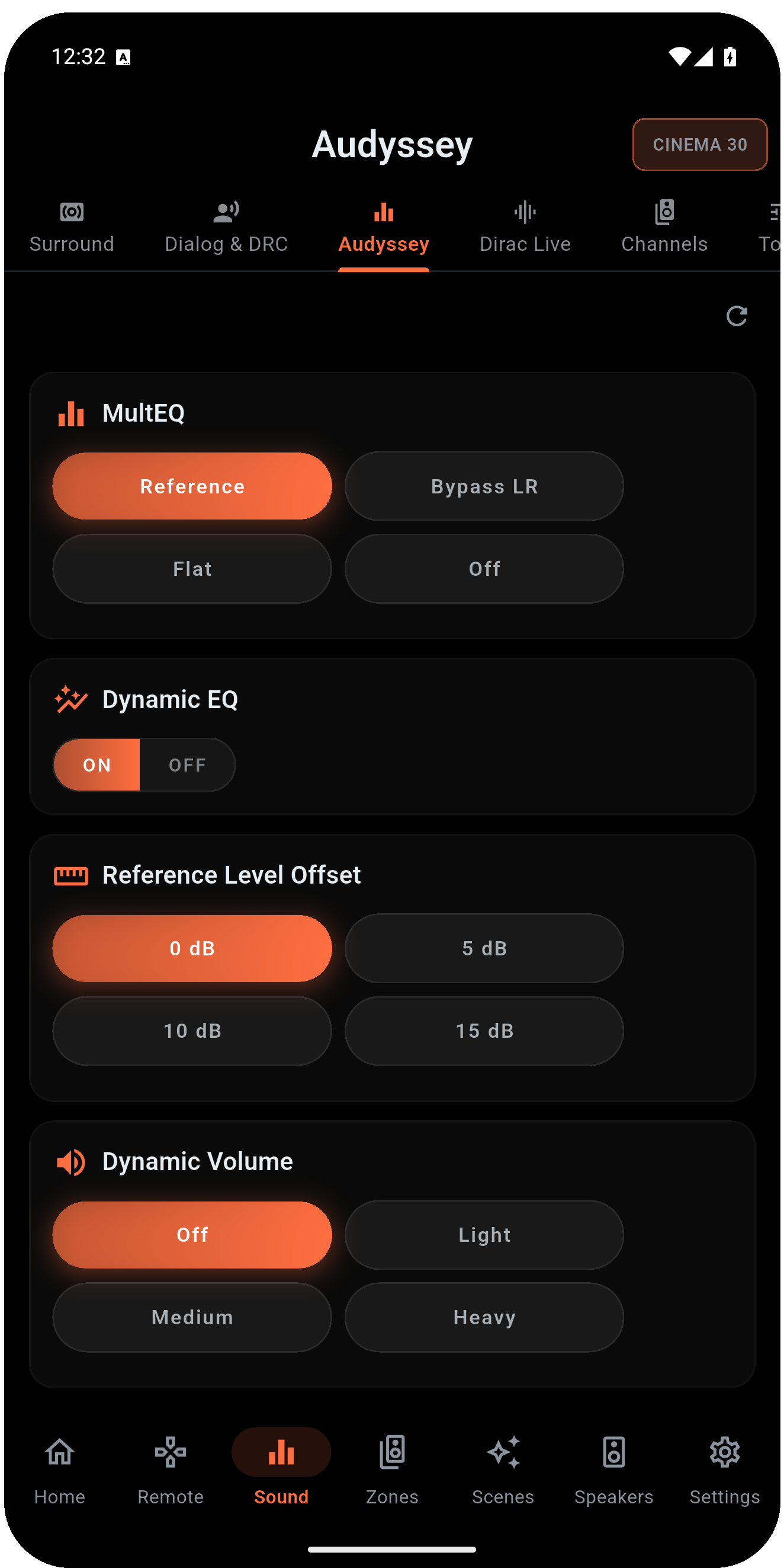 Audyssey MultEQ, Dynamic EQ and Dynamic Volume controls in AVR Maestro