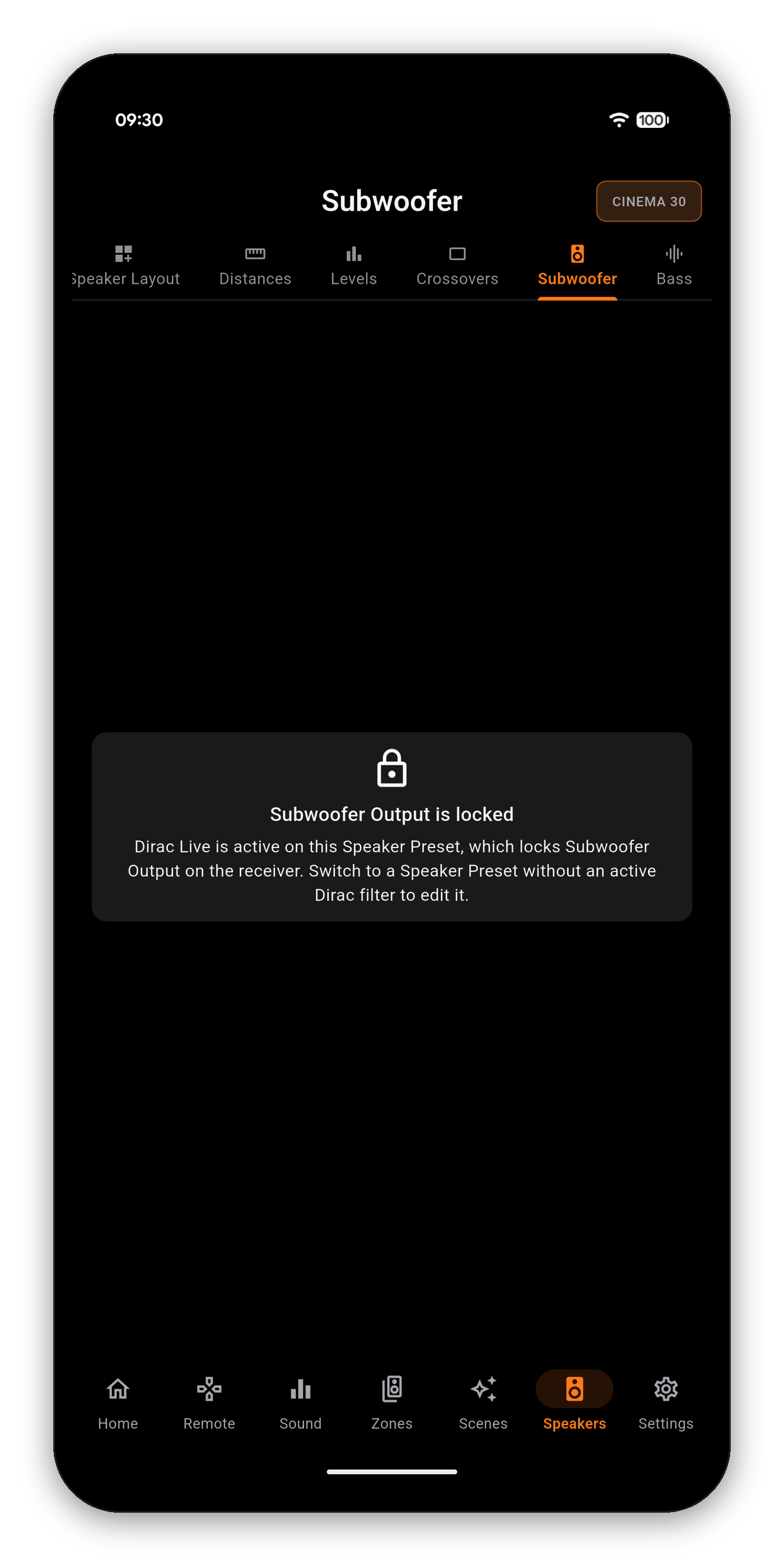 Subwoofer Output locked by Dirac Live